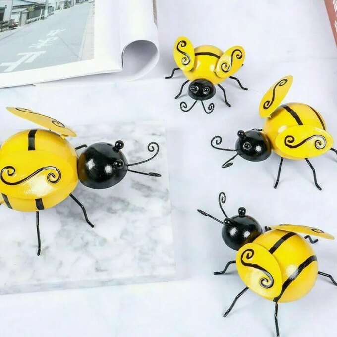 4PCS Decorative Metal Art Bumble Bee Backyard Garden Accents Wall Ornament Patio Decoration Outdoor Decor Garden Statues 2023 - Image 3