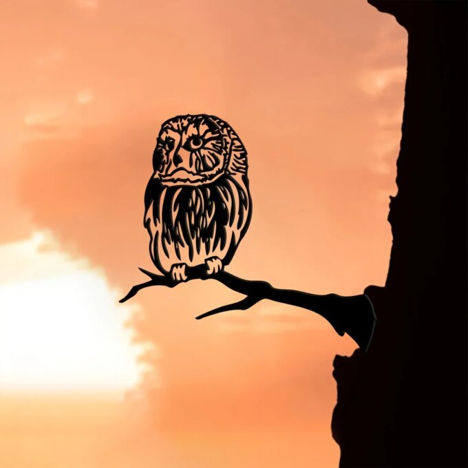 HelloYoung 1pc, Owl Tree Stake Bird Metal Silhouette Animal Sign Cutout Rustic Outdoor Home & Garden Decor Housewarming Gift - Image 5