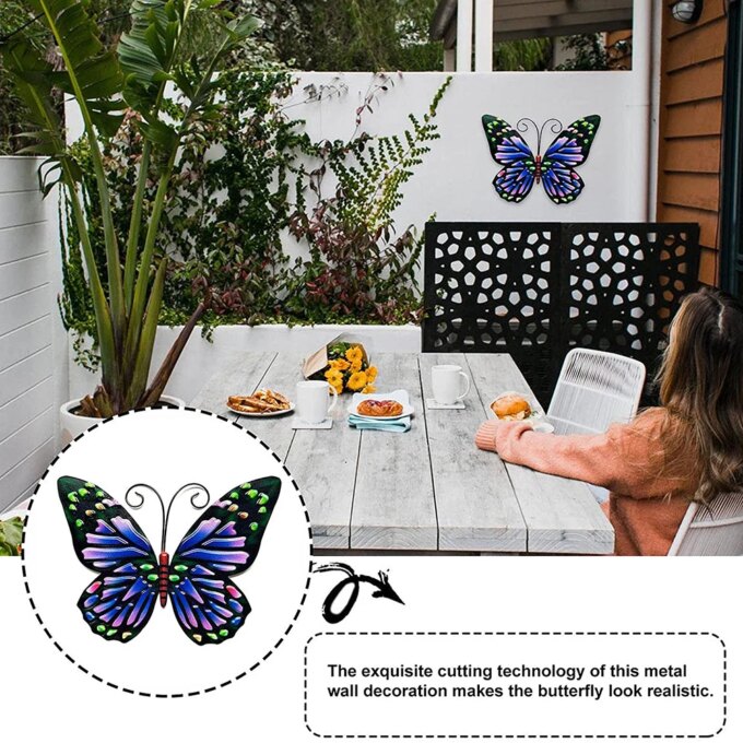 Metal Butterfly Wall Art Hanging Decor Butterflies Iron Art Wall Decoration Hanging Butterflies Iron Craft Ornament for Garden - Image 2
