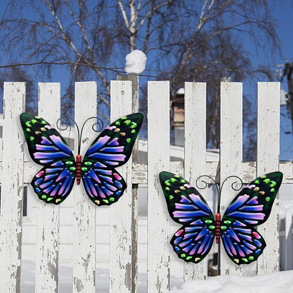 Metal Butterfly Wall Art Hanging Decor Butterflies Iron Art Wall Decoration Hanging Butterflies Iron Craft Ornament for Garden