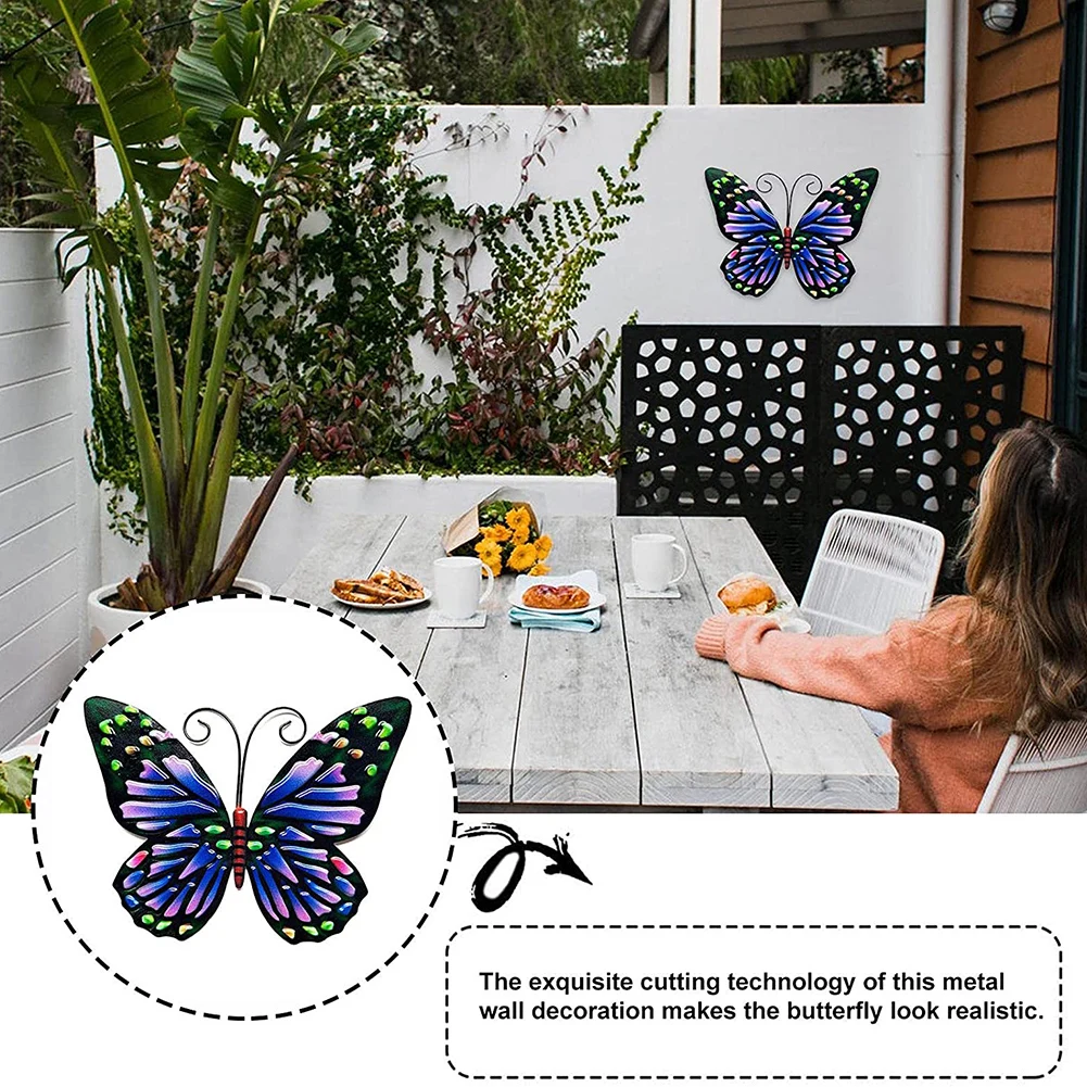 Metal Butterfly Wall Art Hanging Decor Butterflies Iron Art Wall Decoration Hanging Butterflies Iron Craft Ornament for Garden