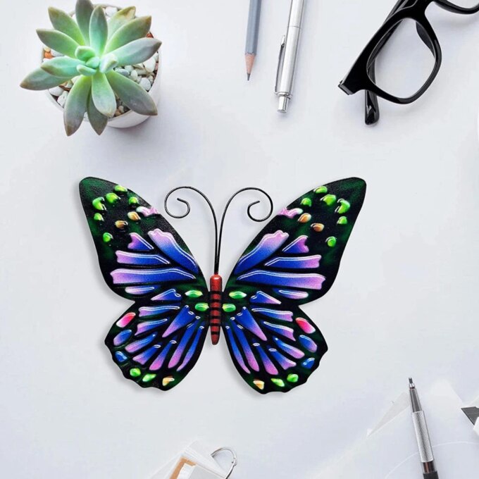 Metal Butterfly Wall Art Hanging Decor Butterflies Iron Art Wall Decoration Hanging Butterflies Iron Craft Ornament for Garden - Image 3