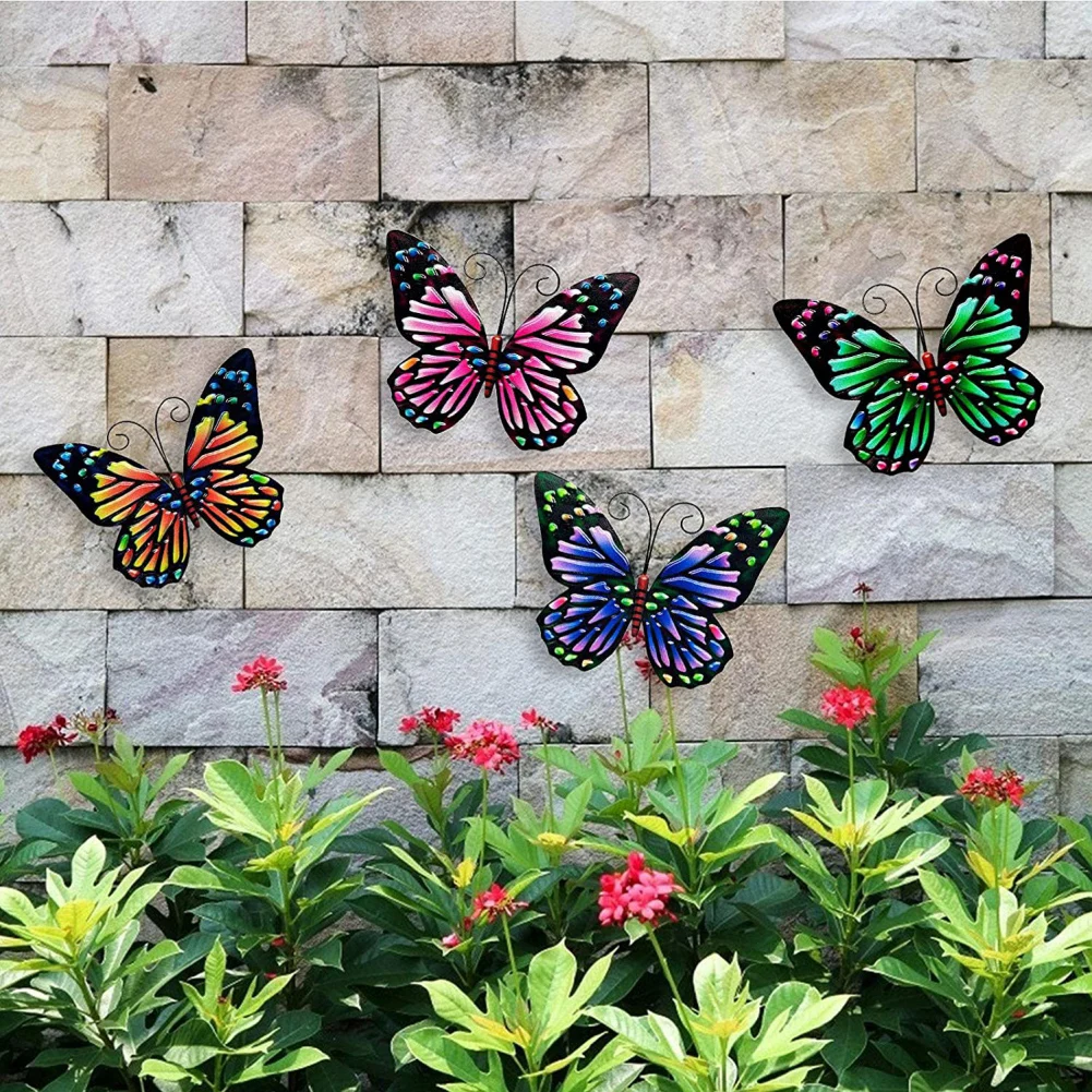 Metal Butterfly Wall Art Hanging Decor Butterflies Iron Art Wall Decoration Hanging Butterflies Iron Craft Ornament for Garden