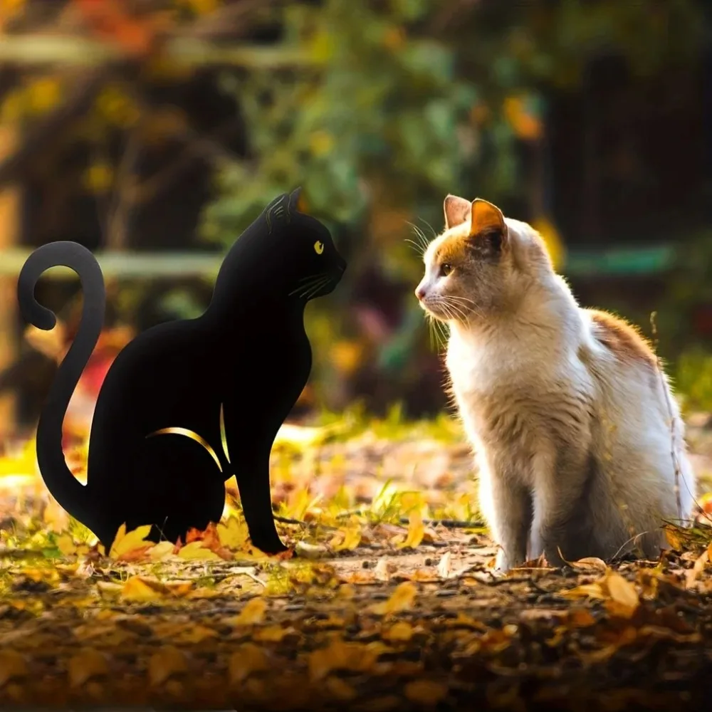 Cat Family Garden Stakes Decorative Cute Cat Garden Decorative Silhouette Animal Outdoor Statues For Cat Yard Garden Lawn