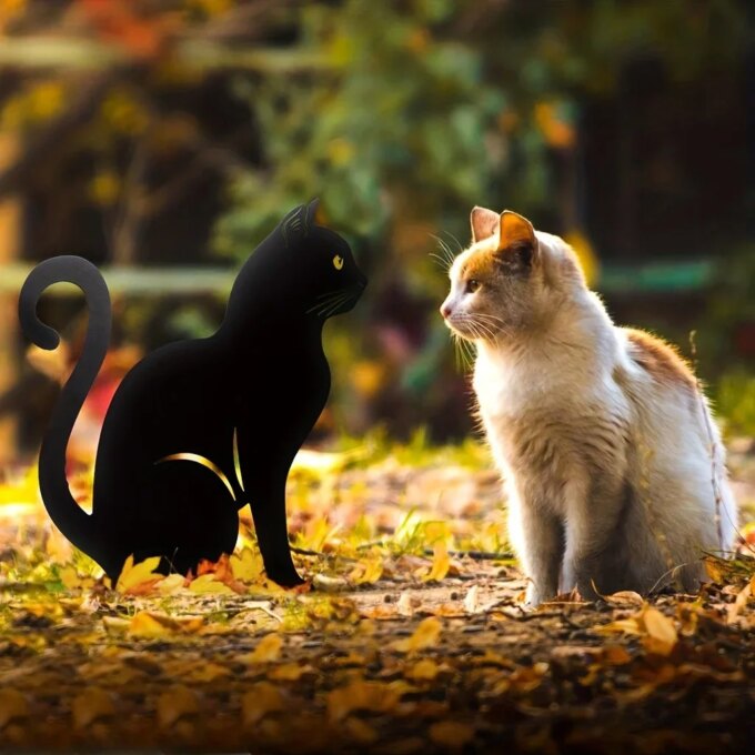 Cat Family Garden Stakes Decorative Cute Cat Garden Decorative Silhouette Animal Outdoor Statues For Cat Yard Garden Lawn - Image 6