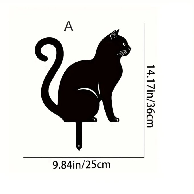Cat Family Garden Stakes Decorative Cute Cat Garden Decorative Silhouette Animal Outdoor Statues For Cat Yard Garden Lawn - Image 4