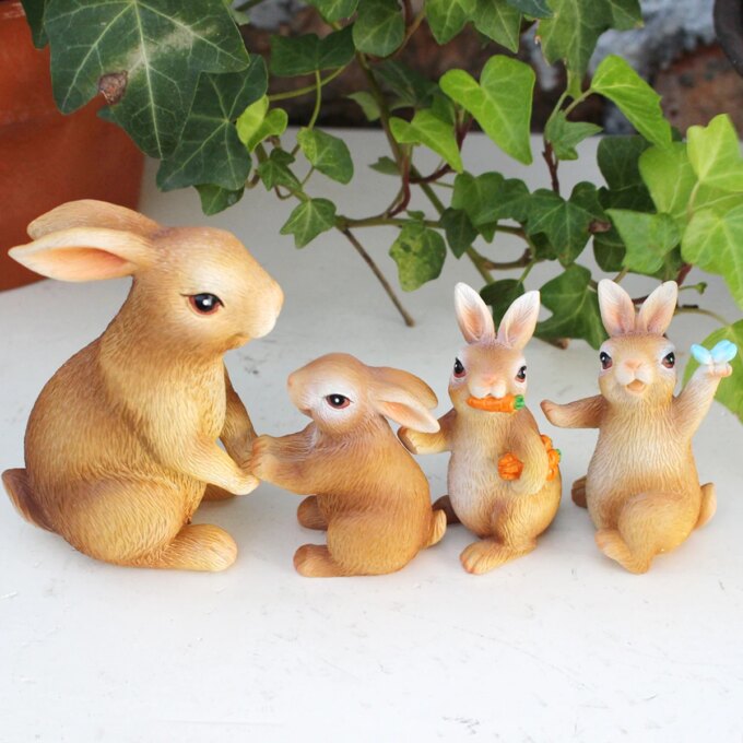 4PC/Country Style Family Rabbit - Multi functional Courtyard and Lawn Decoration - Animal Theme - Easter Statue - Image 6