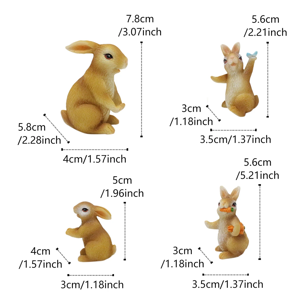 4PC/Country Style Family Rabbit - Multi functional Courtyard and Lawn Decoration - Animal Theme - Easter Statue