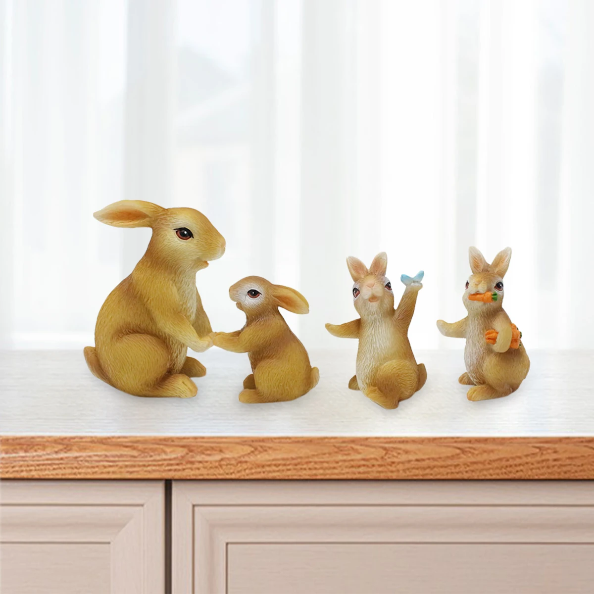 4PC/Country Style Family Rabbit - Multi functional Courtyard and Lawn Decoration - Animal Theme - Easter Statue