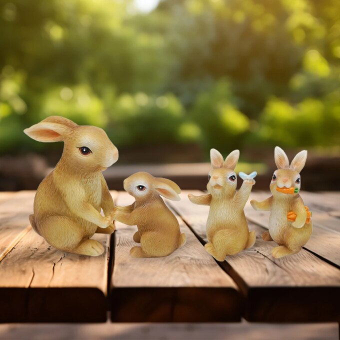 4PC/Country Style Family Rabbit - Multi functional Courtyard and Lawn Decoration - Animal Theme - Easter Statue - Image 2