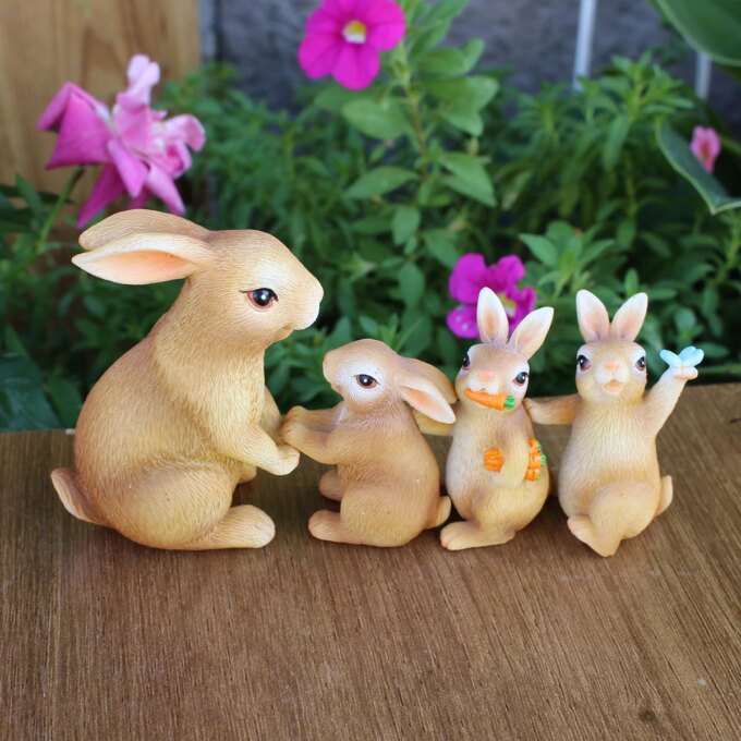 4PC/Country Style Family Rabbit - Multi functional Courtyard and Lawn Decoration - Animal Theme - Easter Statue - Image 5
