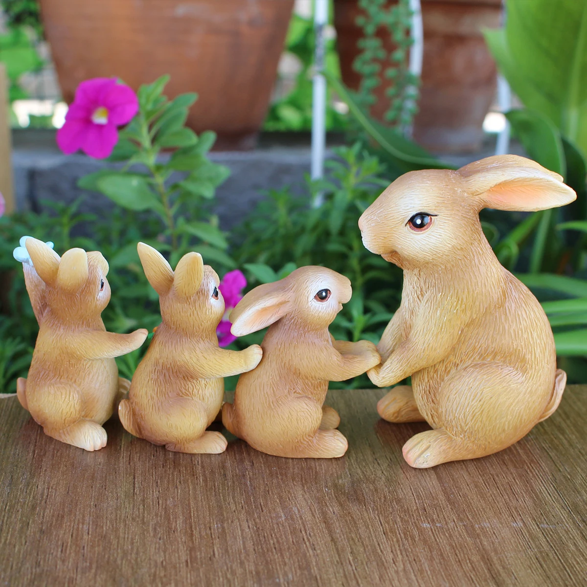 4PC/Country Style Family Rabbit - Multi functional Courtyard and Lawn Decoration - Animal Theme - Easter Statue