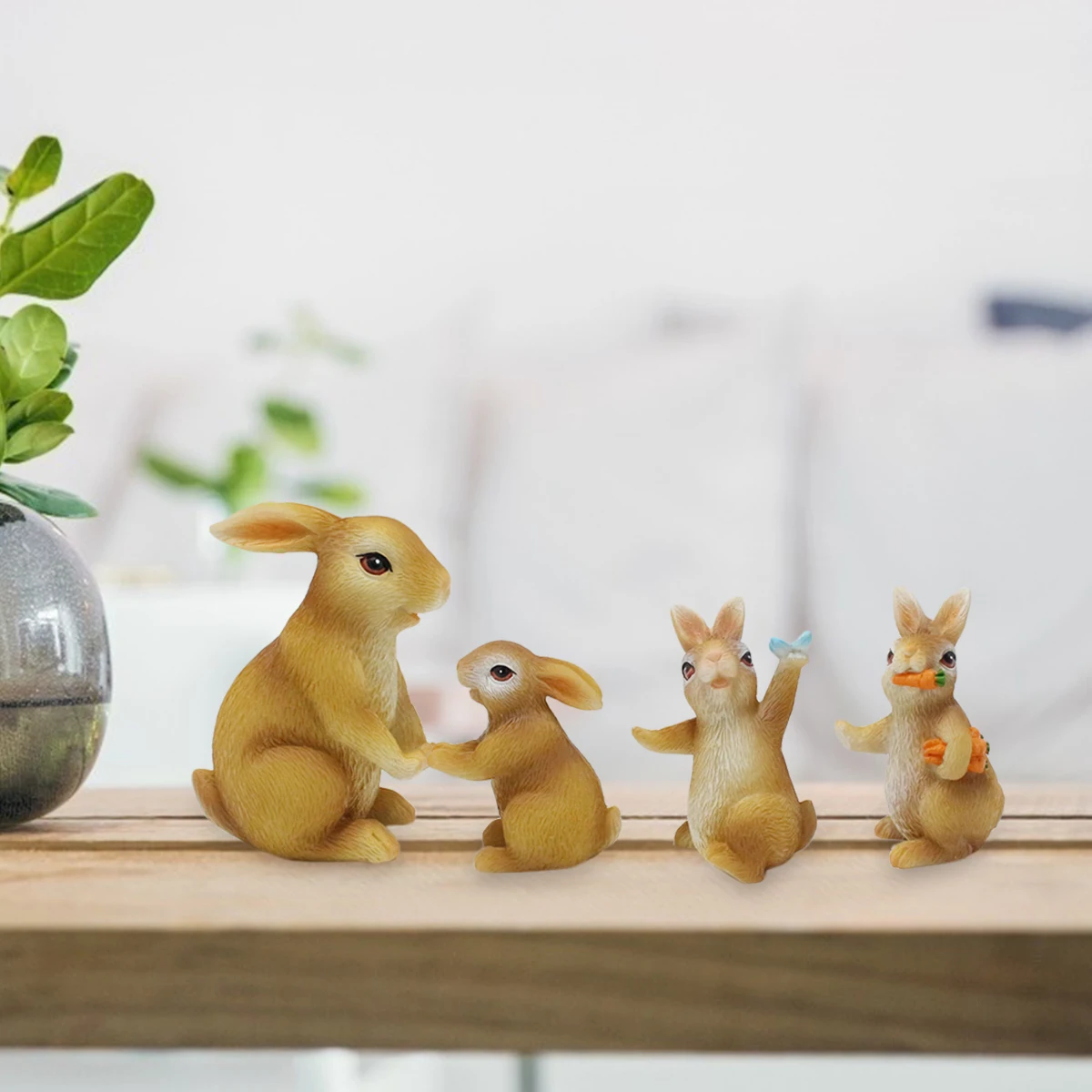 4PC/Country Style Family Rabbit - Multi functional Courtyard and Lawn Decoration - Animal Theme - Easter Statue
