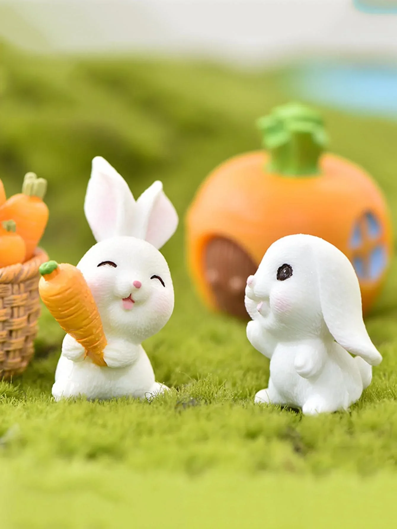 4pcs-Miniature Rabbit Model Mini Bunny Figurine Desktop Garden Landscape Ornament Resin Craft Easter Cute Home Office Decor Supp
