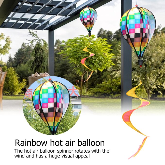 Hot Air Balloon Wind Spinner Rainbow Hanging Wind Twister Outdoor Windmill Garden Yard Home Festival Celebration Balloon - Image 3