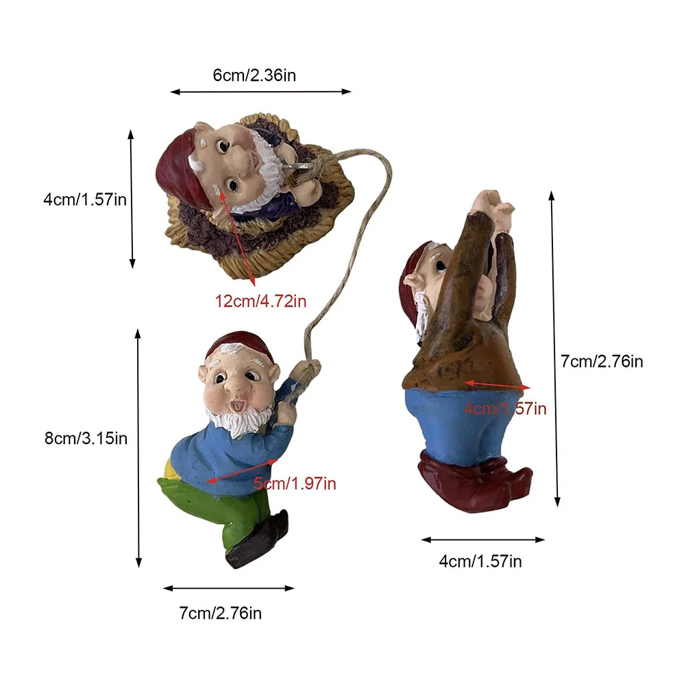 Mini Climbing Gnomes Dwarf Fairy Garden Statue Miniatures Courtyard Elf Figure Resin Micro Landscape Outdoor Figurine Ornament