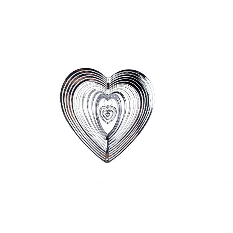 Metal Wind Chime Beating Heart Love Rotating Wind Chime Hang Decoration Spinner Stainless Steel ABS Wind Catcher
