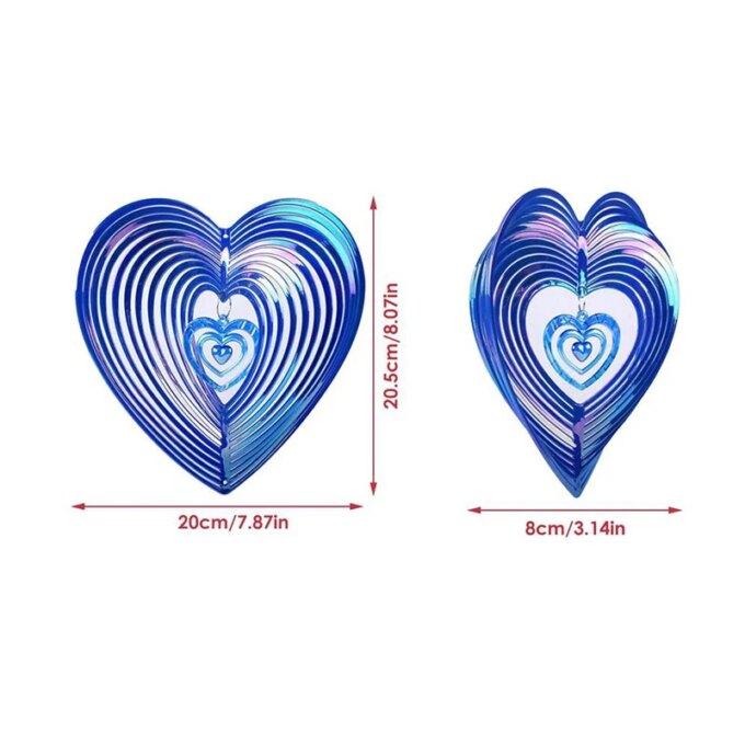 Metal Wind Chime Beating Heart Love Rotating Wind Chime Hang Decoration Spinner Stainless Steel ABS Wind Catcher - Image 6