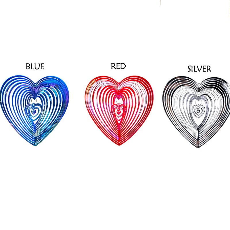 Metal Wind Chime Beating Heart Love Rotating Wind Chime Hang Decoration Spinner Stainless Steel ABS Wind Catcher