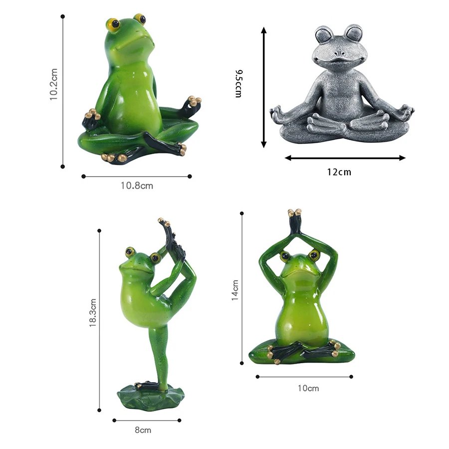 Zen Meditation Frog Statue - Handmade Resin Yoga Decor for Home & Garden, Micro Landscape Accessories Unique Gift with Serenity