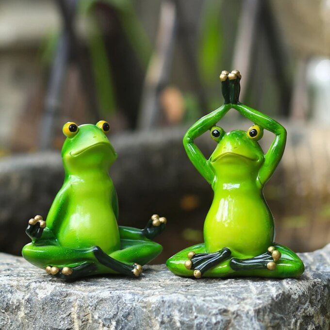 Zen Meditation Frog Statue - Handmade Resin Yoga Decor for Home & Garden, Micro Landscape Accessories Unique Gift with Serenity - Image 3