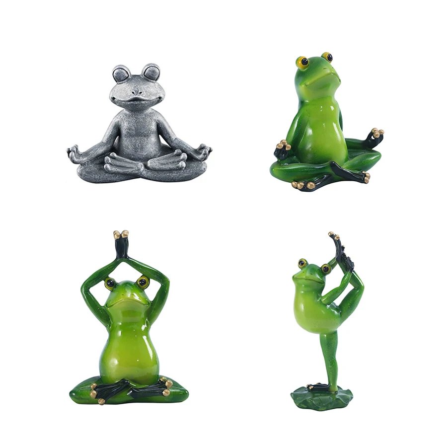 Zen Meditation Frog Statue - Handmade Resin Yoga Decor for Home & Garden, Micro Landscape Accessories Unique Gift with Serenity