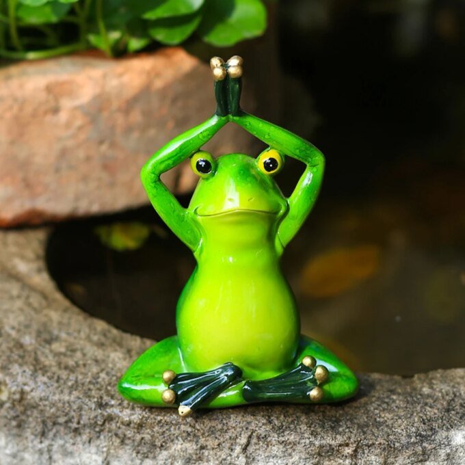 Zen Meditation Frog Statue - Handmade Resin Yoga Decor for Home & Garden, Micro Landscape Accessories Unique Gift with Serenity - Image 4