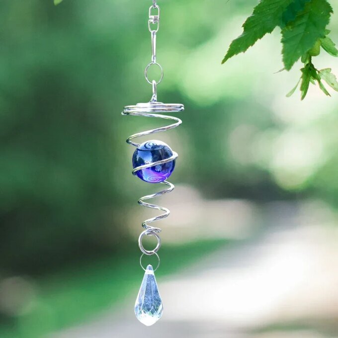 Rotating Spiral Tail Wind Spinner Chimes Crystal Glass Ball Pendant Pendulum Garden Nursery Window Hanging XMS Tree Decorations - Image 5