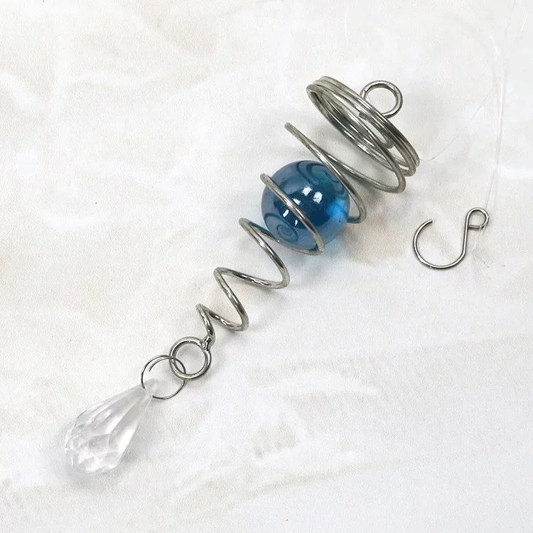 Rotating Spiral Tail Wind Spinner Chimes Crystal Glass Ball Pendant Pendulum Garden Nursery Window Hanging XMS Tree Decorations