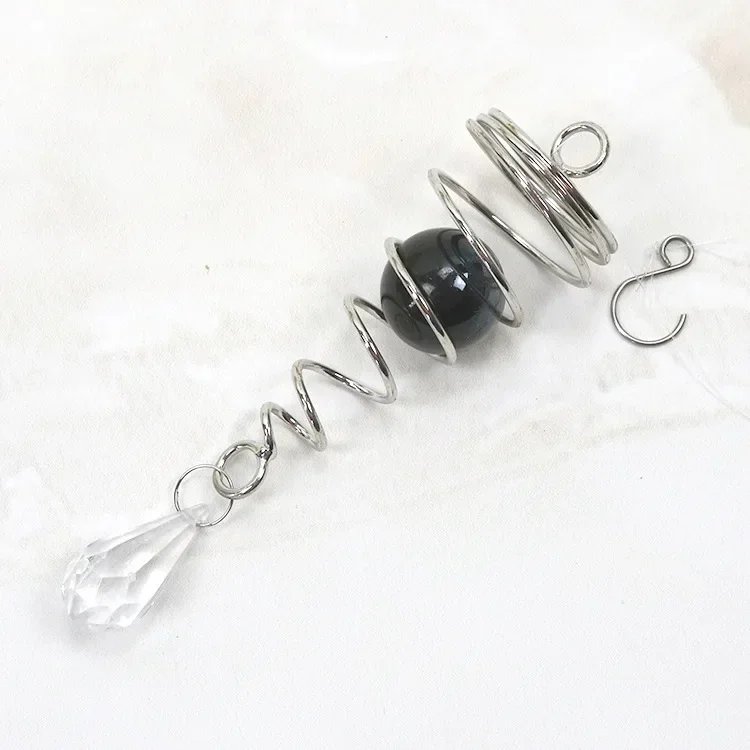 Rotating Spiral Tail Wind Spinner Chimes Crystal Glass Ball Pendant Pendulum Garden Nursery Window Hanging XMS Tree Decorations