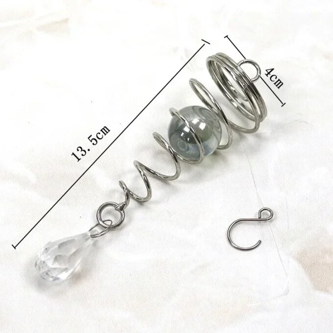 Rotating Spiral Tail Wind Spinner Chimes Crystal Glass Ball Pendant Pendulum Garden Nursery Window Hanging XMS Tree Decorations - Image 4