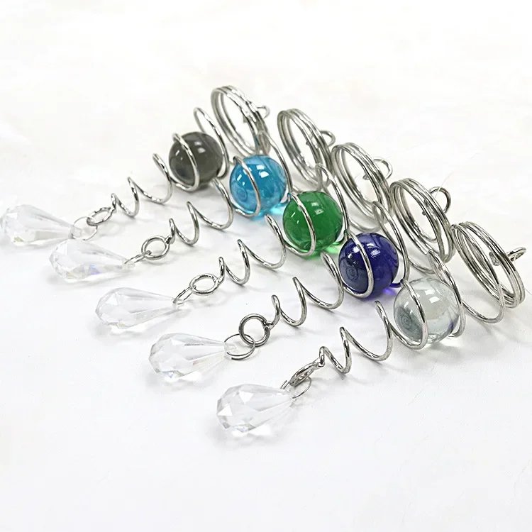 Rotating Spiral Tail Wind Spinner Chimes Crystal Glass Ball Pendant Pendulum Garden Nursery Window Hanging XMS Tree Decorations