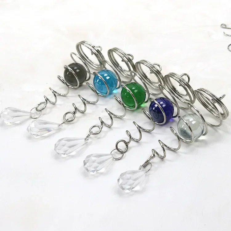 Rotating Spiral Tail Wind Spinner Chimes Crystal Glass Ball Pendant Pendulum Garden Nursery Window Hanging XMS Tree Decorations