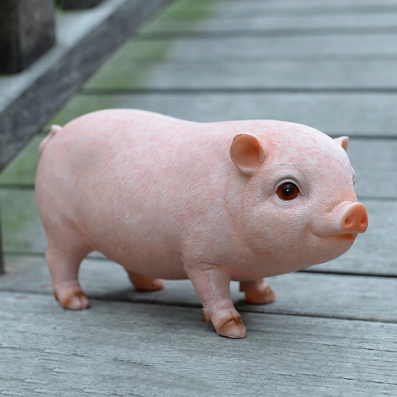 Cute Pink Piggy Resin Statue, Figures Pig DIY Crafts,Garden Decoration, For Tabletop Yard Lawn Porch Balcony Patio Outdoor Decor