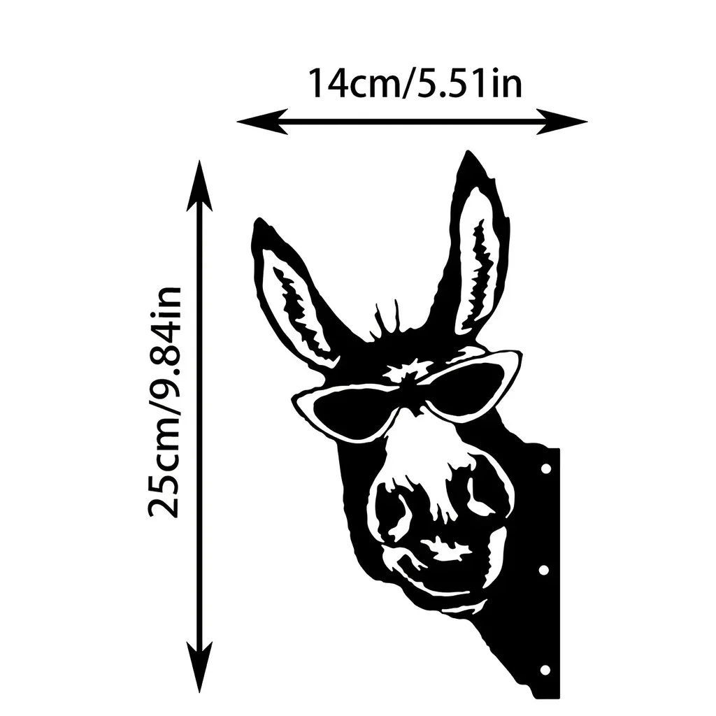 Donkey Shape Iron Silhouette, Outdoor Garden Fence Ornament, Farm Decor Wall Art Home Decoration for Garden Party Decor