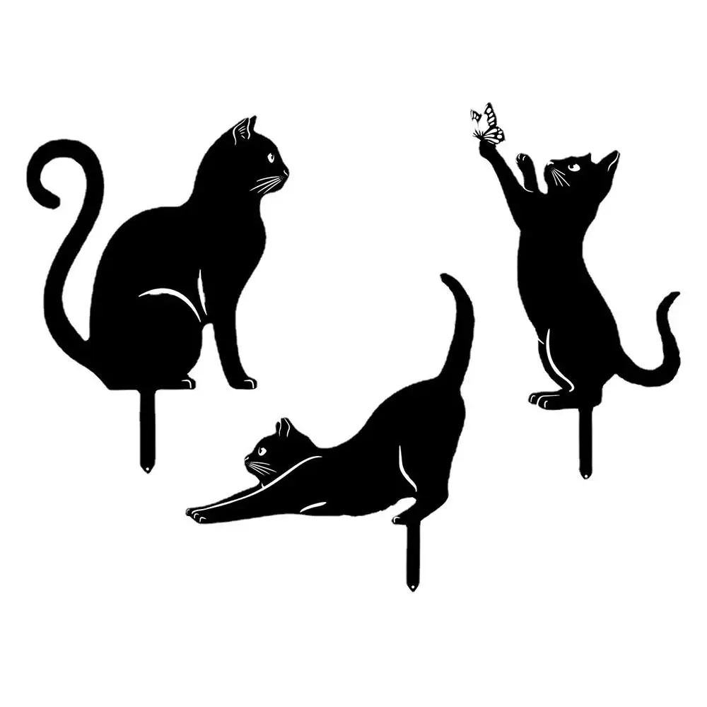 Iron Art Black Cat Garden Statue Silhouette Sculpture Outdoor Garden Backyard Decoration Weatherproof Cat Figurine Yard Art Iron Art Black Cat Garden Statue Silhouette Sculpture Outdoor Garden Backyard Decoration Weatherproof Cat Figurine Yard Art
