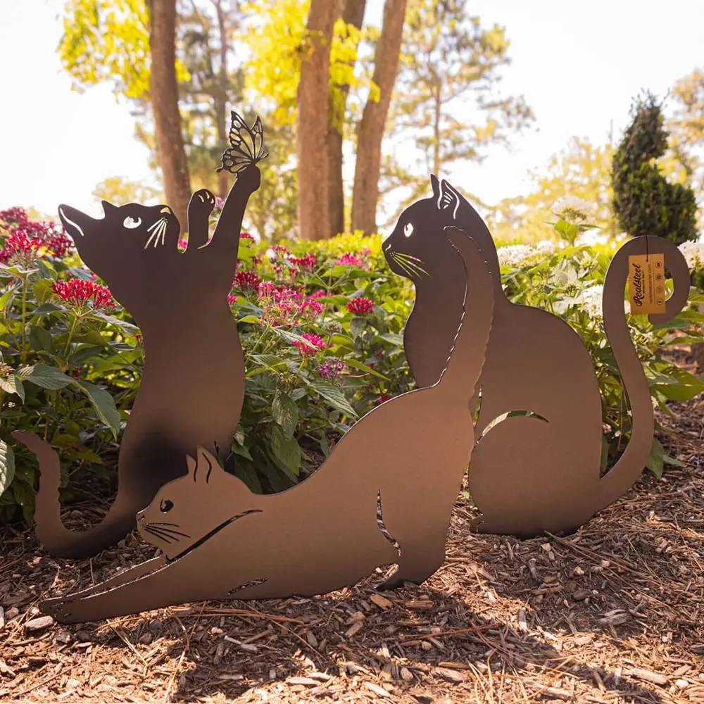Iron Art Black Cat Garden Statue Silhouette Sculpture Outdoor Garden Backyard Decoration Weatherproof Cat Figurine Yard Art Iron Art Black Cat Garden Statue Silhouette Sculpture Outdoor Garden Backyard Decoration Weatherproof Cat Figurine Yard Art