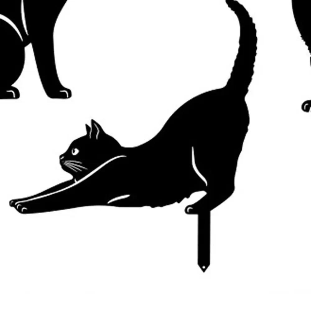 Iron Art Black Cat Garden Statue Silhouette Sculpture Outdoor Garden Backyard Decoration Weatherproof Cat Figurine Yard Art Iron Art Black Cat Garden Statue Silhouette Sculpture Outdoor Garden Backyard Decoration Weatherproof Cat Figurine Yard Art