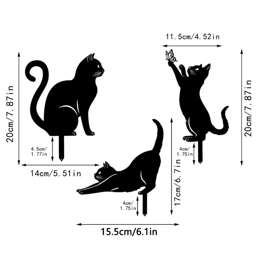 Iron Art Black Cat Garden Statue Silhouette Sculpture Outdoor Garden Backyard Decoration Weatherproof Cat Figurine Yard Art Iron Art Black Cat Garden Statue Silhouette Sculpture Outdoor Garden Backyard Decoration Weatherproof Cat Figurine Yard Art