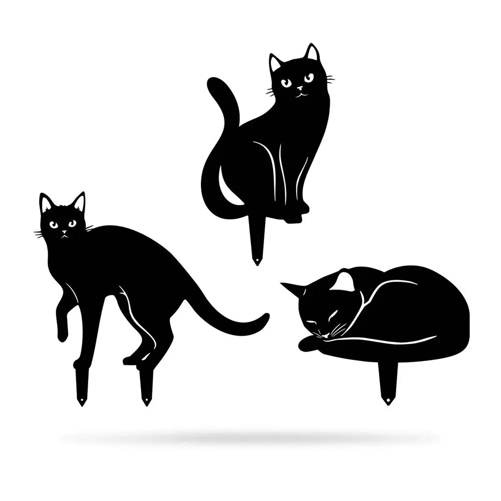 Iron Art Black Cat Garden Statue Silhouette Sculpture Outdoor Garden Backyard Decoration Weatherproof Cat Figurine Yard Art Iron Art Black Cat Garden Statue Silhouette Sculpture Outdoor Garden Backyard Decoration Weatherproof Cat Figurine Yard Art