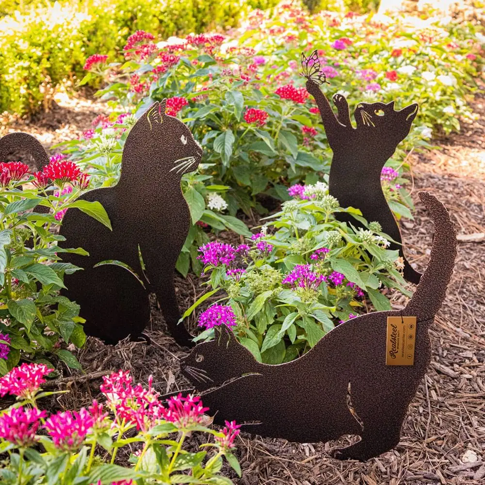 Iron Art Black Cat Garden Statue Silhouette Sculpture Outdoor Garden Backyard Decoration Weatherproof Cat Figurine Yard Art Iron Art Black Cat Garden Statue Silhouette Sculpture Outdoor Garden Backyard Decoration Weatherproof Cat Figurine Yard Art