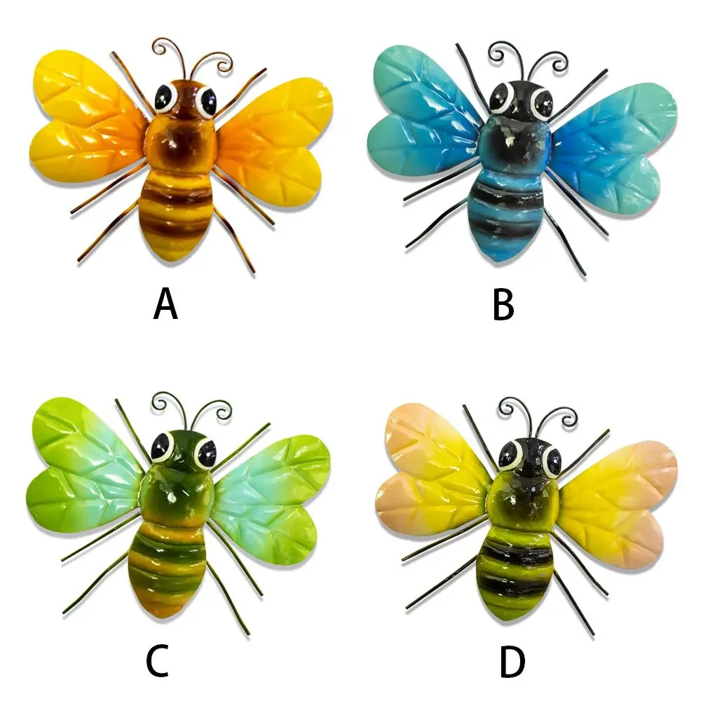Metal Bee Wall Art Hanging Sculptures Ornaments Home Backyard Garden Yard Iron Art Bee Indoor Outdoor Decorations Statue