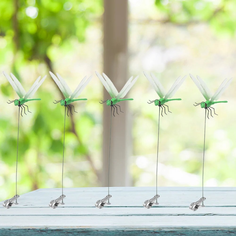 3-8Pcs Simulation Dragonfly Clip Lifelike Outdoor Decor Realistic Bug Deterrents Fake Dragonfly Garden Decorative Clip