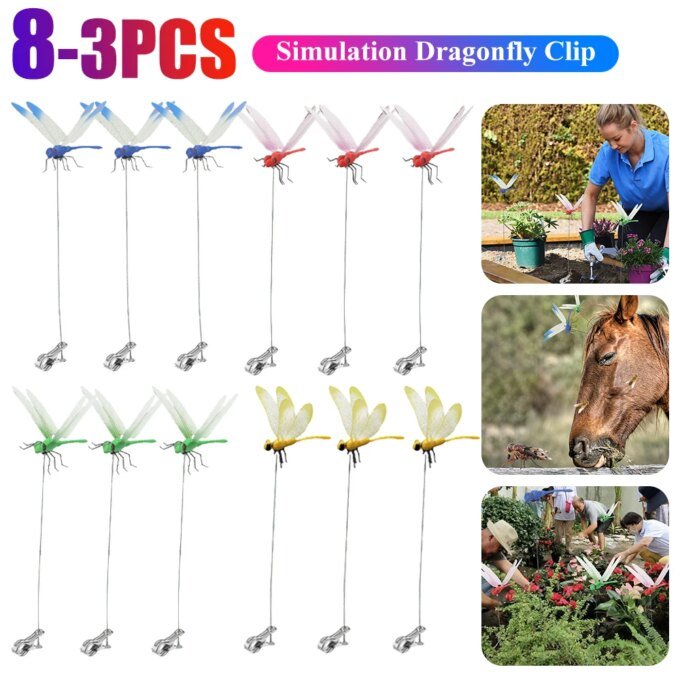 3-8Pcs Simulation Dragonfly Clip Lifelike Outdoor Decor Realistic Bug Deterrents Fake Dragonfly Garden Decorative Clip - Image 2