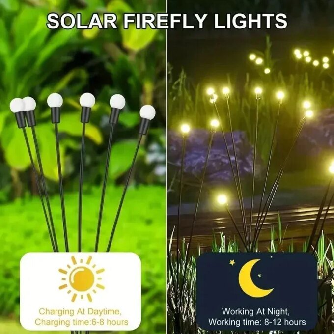 10 Lights Solar Lawn Lamp Garden Lamp, LED Wind-driven FireflyGround Plug Lamp, Garden Ramadan Decoration Festival Lamp - Image 4