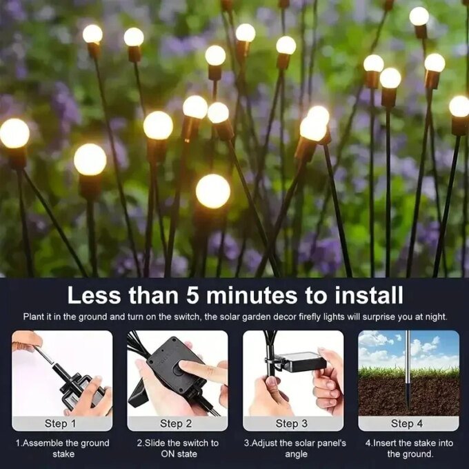 10 Lights Solar Lawn Lamp Garden Lamp, LED Wind-driven FireflyGround Plug Lamp, Garden Ramadan Decoration Festival Lamp - Image 5