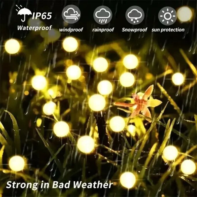10 Lights Solar Lawn Lamp Garden Lamp, LED Wind-driven FireflyGround Plug Lamp, Garden Ramadan Decoration Festival Lamp - Image 3