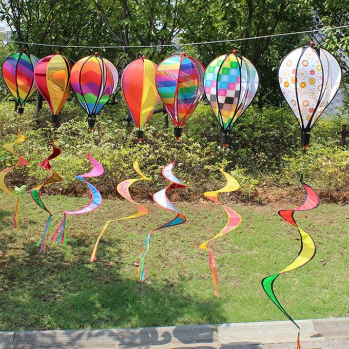 Garden Revolving Colorful Outdoor Lawn Decorations Windmills Hot Air Balloon Whirlygig Toys Pinwheels Wind Spinners