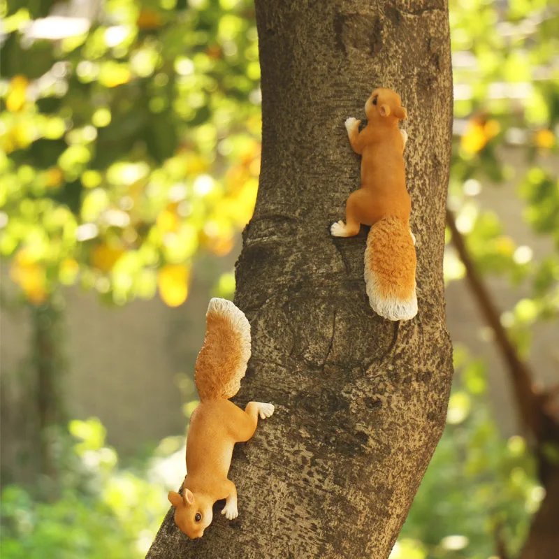 1 pc Squirrel Hanging Statues For Garden Decoration, OutdoorHanging Tree Decor With Screws And Hooks, Cute AnimalFigurines