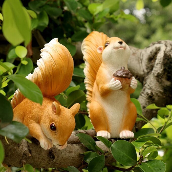 1 pc Squirrel Hanging Statues For Garden Decoration, OutdoorHanging Tree Decor With Screws And Hooks, Cute AnimalFigurines